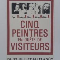 Affiche pour l'exposition Cinq Peintres en Quête de Visiteur , à les taillaides (Chapelle Saint Gens), du 27 juillet au 13 août.